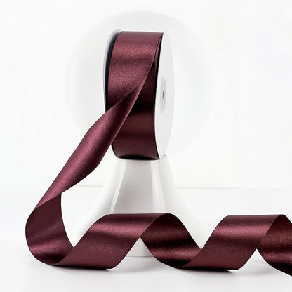 MEEDEE Burgundy Satin Ribbon - 1-1/2 inch Wide, Double Faced, 50 Yards for Christmas Tree, Crafts, Weddings, Flower Bouquets