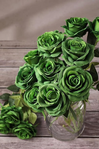 Luyue 10PCS Artificial Roses Flower with Stems Slik Fake Flowers Bouquet Realistic Long Stem Faux Rose for Valentines Day Wedding Home Decor