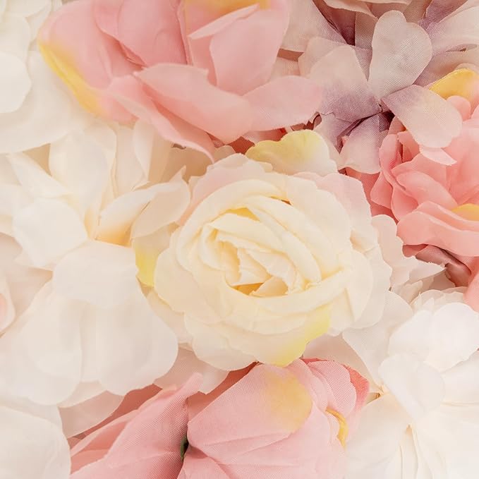 20 PCS Flower Wall Panels, 3D Rose Hydrangea Floral Wall Background Silk Flowers Panel Decoration, 23.6x15.7inch Artificial Flower Backdrop for Wedding, Party, Anniversary