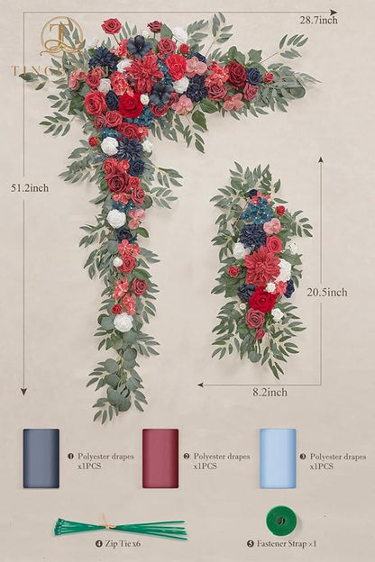TINGE TIME Artificial Arch Flowers Kit Pack of 5, Wedding Decorations for Reception with Hanging Flowers, Wedding Arch Silk Floral Arrangements Ceremony Backdrop Bridal Shower Outdoor Party Decor