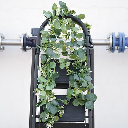 Mavee 3-Pack 5.9ft Artificial Eucalyptus Greenery Garland with Silver Dollar Leaves - Spring Table Runner Vines for Wedding Decor, Home Mantel, Wall Hanging & Party Arrangements