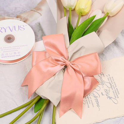 Premium Double Faced Satin Ribbon, 2 Inch X 25 Yards, Peach, Perfect for Gift Wrapping, Crafts, Wedding Decor