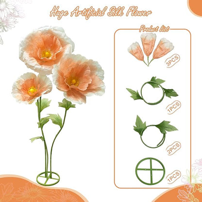 Giant Artificial Flowers Big Flower, Large Wedding Reception Decorations with Standing Base Ideal Birthday Party Home Event Banquet Background Bridal Shower Mall Decor Shop Window Display, Champagne