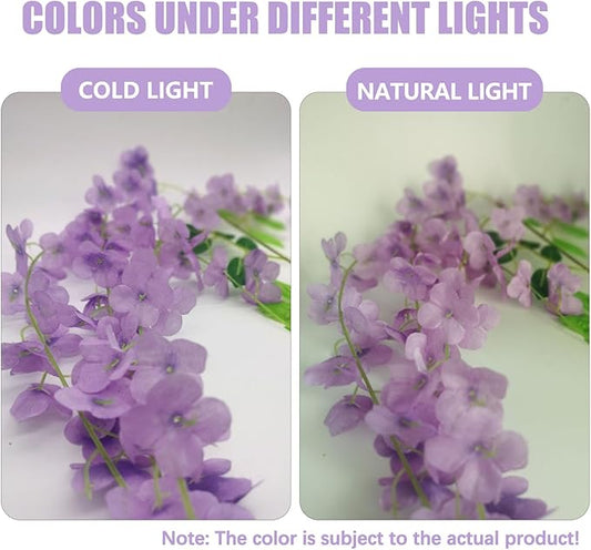 24 Pack Light Purple Wisteria Hanging Flowers, 3.4 Ft Fake Hanging Flowers, Artificial Wisteria Garland Vines for Wedding Room Backdrop Outdoor Patio Garden Decoration