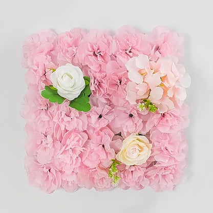 Flower Wall Backdrop, 12PCS 10.6"-15.7" Artificial Flower Wall Panel with Various Styles, 3D Floral Wall Decor for Wedding Photo Background Festive Party Home Decoration (L007, 15 * 15in)