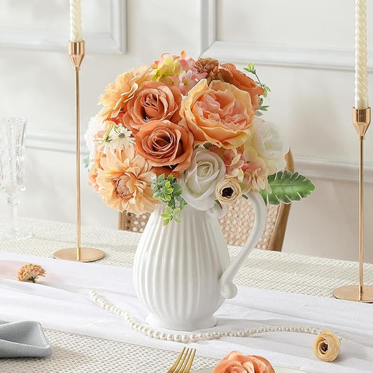Artificial Flowers Combo for DIY Wedding Bouquets Combo Centerpieces Arrangements Party Bridal Baby Shower Home Decorations-Nude Color