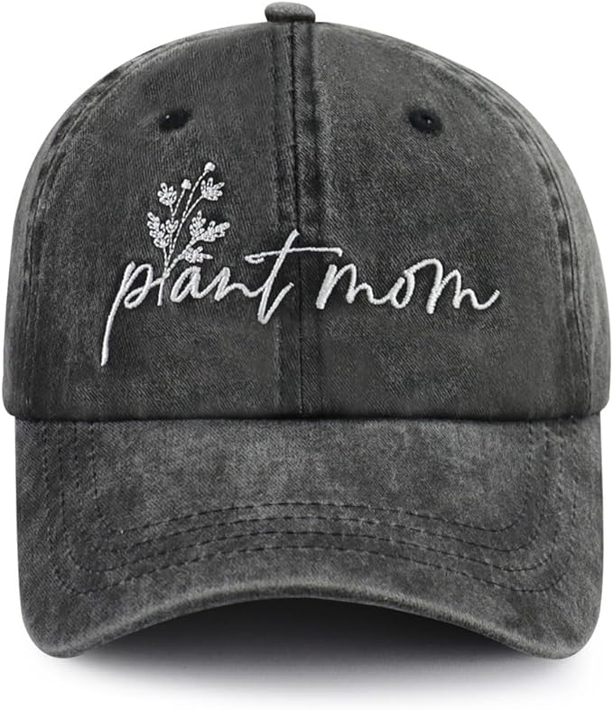 Kahhrepa Plant Mom Hat for Women, Funny Adjustable Cotton Embroidered Gardening Mama Baseball Cap