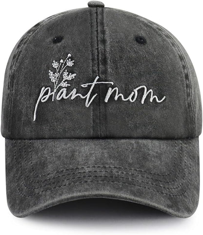 Kahhrepa Plant Mom Hat for Women, Funny Adjustable Cotton Embroidered Gardening Mama Baseball Cap