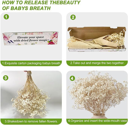 6000+ Dried Babys Breath Flowers Bulk - 17" Ivory White Dried Flower Bouquet, Real Natural Gypsophila Branches for Vase Filler, Wedding, Table Centerpiece, Home Decor, DIY Wreath Floral, Crafts