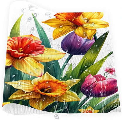 Spring Beautiful Flower Placemats Set of 6 PVC Vinyl Non Slip Table Mats Waterproof Heat Resistant Place Mats Washable Wipeable Dining Table Mat for Kitchen Party Indoor Outdoor Decorative