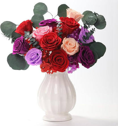 Lovenfold Flowers for Delivery Birthday Flowers Gift for Her,Preserved Flowers Bouquet 12 Roses Mixed Bouquet,Rose Gifts for Women Mom Grandma(Mixed 12 Red Roses)