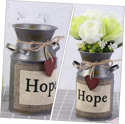 2pcs Vintage Style Flower Bucket Retro Iron Flower Container Decorative Empty Pot for Home Office Wedding Boho Style Decor