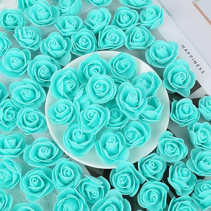 500pcs Foam Flowers Bulk Heads, Aqua Green Artificial Flower Mini Foam Rose for Crafts Wedding Bouquets Baby Shower Centerpieces Floral Arrangements Party Table Home Decorations(Aqua Green)