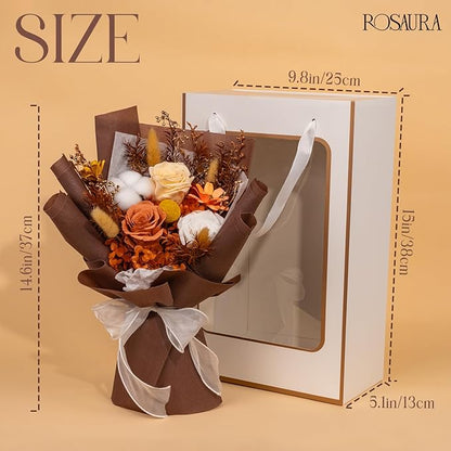 Rosaura Preserved Flowers Bouquets, Flowers for Delivery Prime, Forever Roses Bouquets Valentine's Day, Mother's Day, Christmas, Birthday Gifts (Brown)