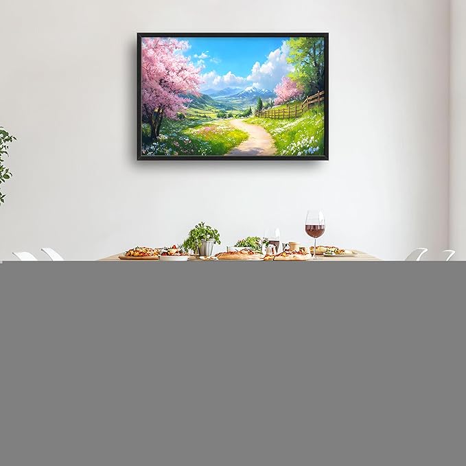 Mountain Trees Large Wall Art Framed Nature Scenery Wall Decor for Living Room Country Road Pictures Oversized Canvas Print Painting Modern Extra Large Framed Artwork for Bedroom Office 36"x24"