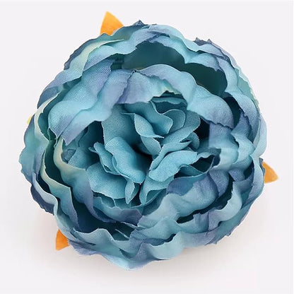 FagusHome 25 Pcs Silk Peony Artificial Flower Heads 4 inch Fake Peony Flowers Heads with Stems Artificial Peony Flower Heads in Bulk Wholesale for Wedding Home Decor (Dark Blue)
