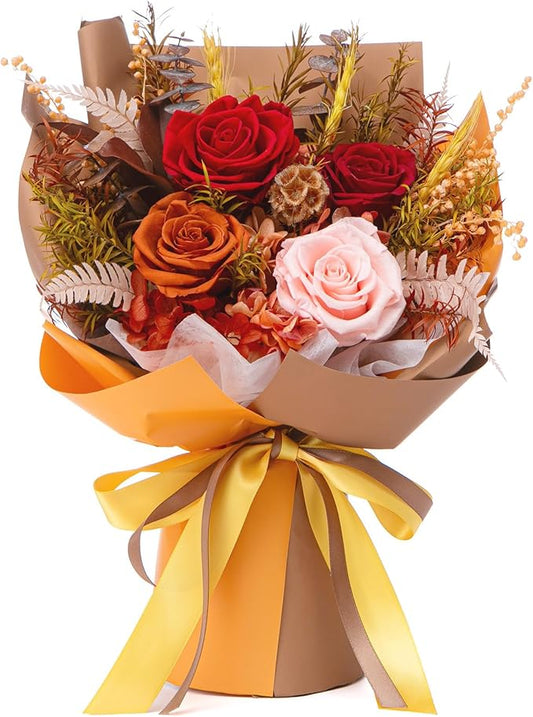 Flowers for Delivery Preserved Flower Fresh Bouquet Forever Fall Flowers Birthday Gifts for Women Mom Anniversary Real Rose Gifts for Grandma Sister Wife from Daughter Fall Home Wedding Decor