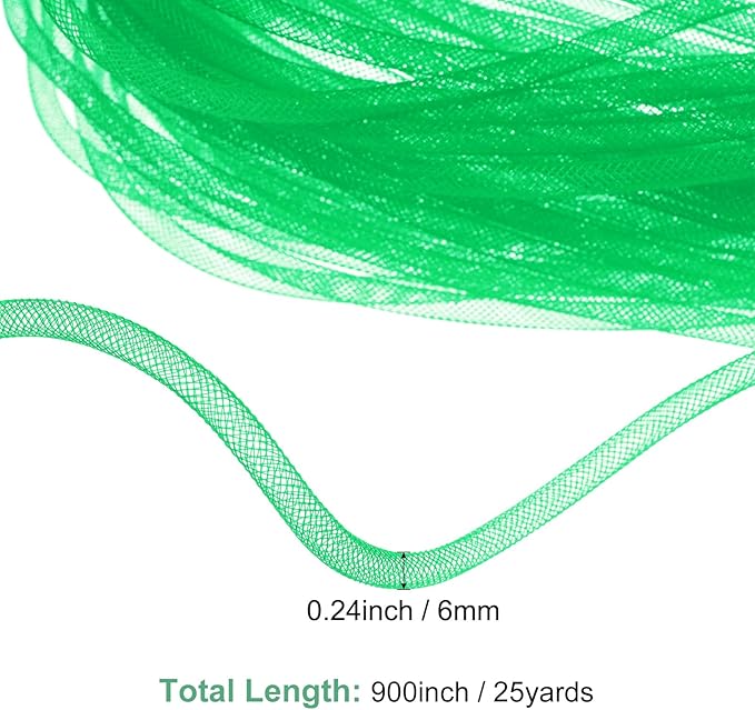 Mesh Tube Ribbon 25 Yards, 6mm Elastic Fabric Ribbons Mesh Tubing for Crafts/Gift Wrapping/Flower Bouquets/Wedding/Birthday/Holiday/Wreaths Christmas/Decoration[Fruit Green]