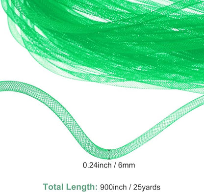 Mesh Tube Ribbon 25 Yards, 6mm Elastic Fabric Ribbons Mesh Tubing for Crafts/Gift Wrapping/Flower Bouquets/Wedding/Birthday/Holiday/Wreaths Christmas/Decoration[Fruit Green]