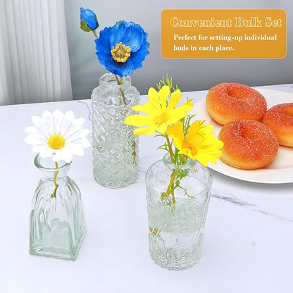 Brajttt Glass Bud Vases in Bulk, Bud Vase Set of 25,Small Vases for Mini Flower Vase Set, Cute Vintage Glass Vases Set for Flower,Wedding,Home,Centerpiece Table Decorations