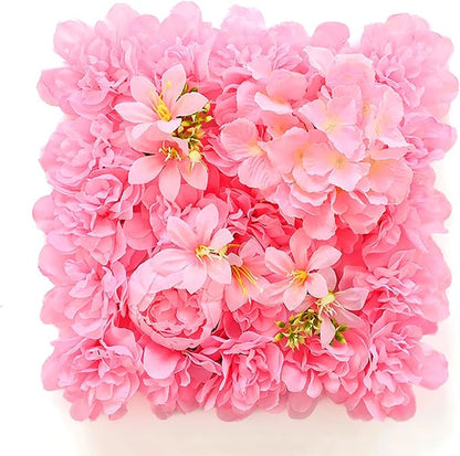 Flower Wall Backdrop, 12PCS 10.6"-15.7" Artificial Flower Wall Panel with Various Styles, 3D Floral Wall Decor for Wedding Photo Background Festive Party Home Decoration (G-D002, 10.6*10.6in)