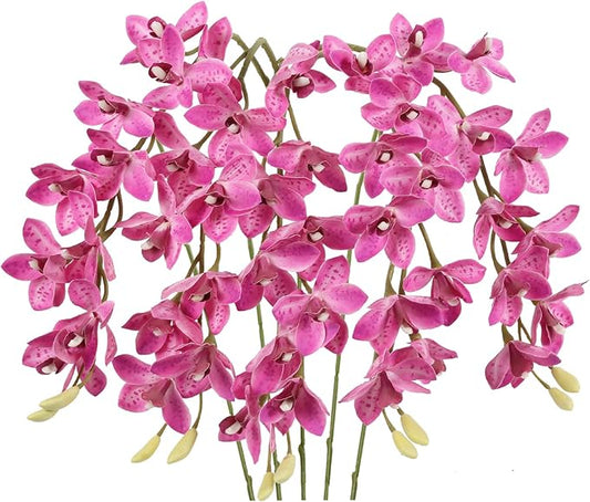 IPOPU 5 Pcs Pink Artificial Orchid Flowers 30.3” Latex Fake Orchid with Long Stem for Tall Vase Wedding and Engagement Centerpiece Arrangement Living Room Home Decor(Hot Pink)