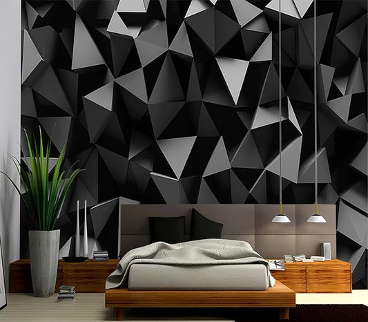 Cliouar-Black Triangle Background Mural Wallpaper Peel and Stick 90" x 67"