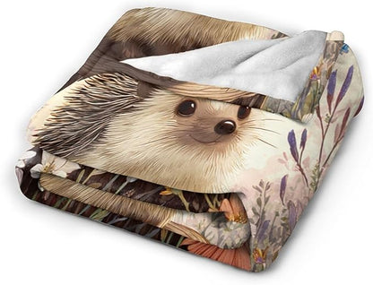 Hedgehog Blanket Cute Hedgehog Throw Blanket Soft Cozy Fleece Fuzzy Stuffed Plush Flannel Gifts for Girls Women Boys Kids Adults 60"X80"