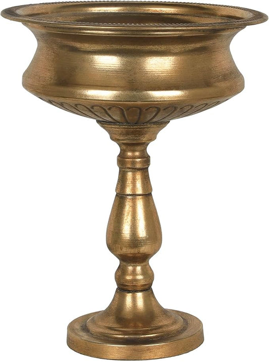 WORTH 15" H. Tall Gold Color Urn Vase for Centerpieces, 11.8" Dia. Classic Metal Trumpet Small Flower Pots for Table, Bowl Vase for Wedding Party Event Home Decor