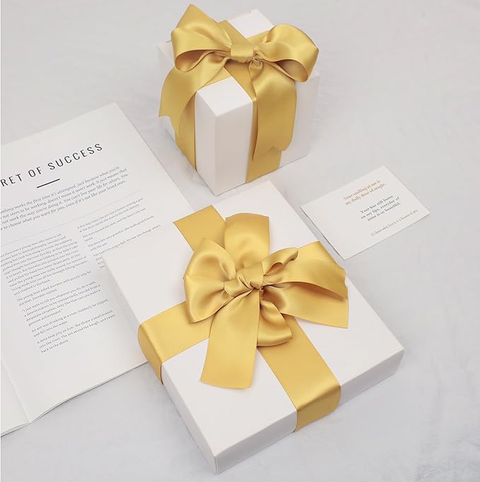 Light Gold Satin Ribbon, Double Faced 1-1/2 Inch X 25 Yards Light Gold Ribbon, Premium Satin Ribbons for Gift Wrapping, Crafts, Hair Bow Making, Sewing, Flower Bouquet, Wedding Party Decor