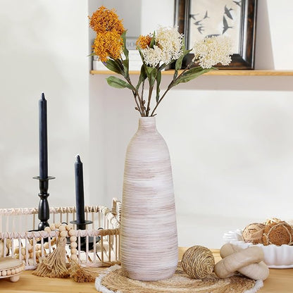 ALMA 18 inch Extra Tall Floor Vase for Home Decor, Large Boho Vase for Tall Pampas Grass, Cream Ceramic Flower Vase for Centerpieces, Living Room Floor, Entryway Floor, Mantel, Bookshelf