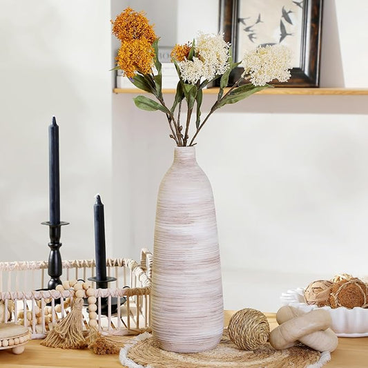 ALMA 18 inch Extra Tall Floor Vase for Home Decor, Large Boho Vase for Tall Pampas Grass, Cream Ceramic Flower Vase for Centerpieces, Living Room Floor, Entryway Floor, Mantel, Bookshelf