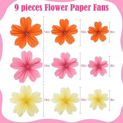 9 Piece Set Paper Flowers Decorations for Wall,3 Sizes 8-14 inch Flower Decor Flower Wall Giant Flowers for Decoration,Classroom Decor