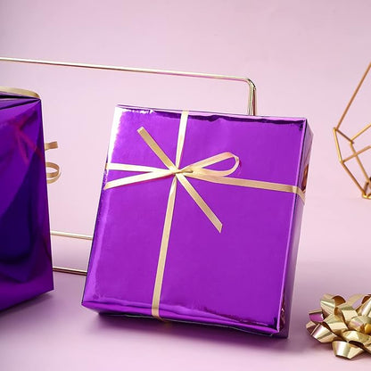 RUSPEPA Purple Metallic Wrapping Paper - Solid Color Paper Perfect for Halloween, Birthday, Christmas, Baby Shower - 17 Inches X 32.8 Feet