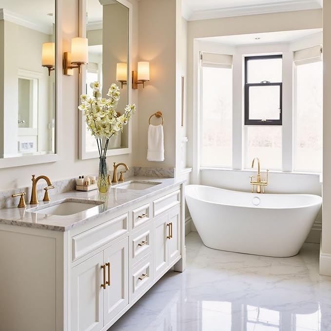 Artificial Flower Stems Bundle, White and Green, for Indoor Outdoor Home Decor (12, White)