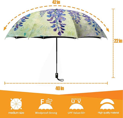 Small Compact Travel Automatic Folding Umbrella for Women, Portable Lightweight, Rain, Wind, UV Sun Shade