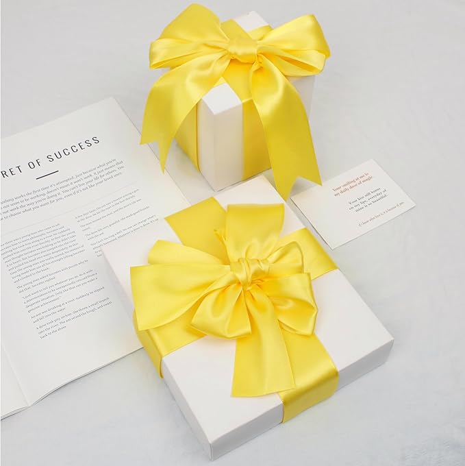 Daffodil Yellow Satin Ribbon, Double Faced 2 Inch X 50 Yards Daffodil Ribbon, Premium Satin Ribbon for Gift Wrapping, Crafts, Hair Bow Making, Sewing, Flower Bouquet, Wedding Party Decor