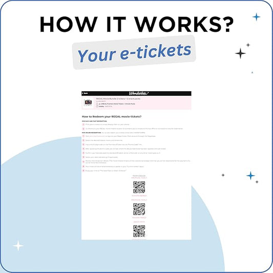 Wonderbox Regal Movie Gift Box, 4 Tickets & 4 Snack Packs Movie Night Experience for 2, Valid at 425 Locations