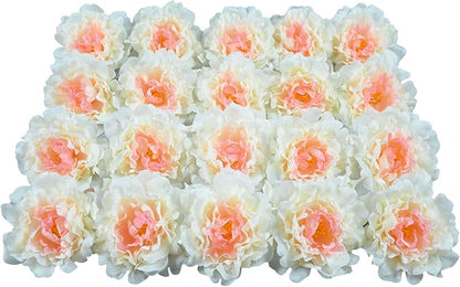 20pcs 5" Artificial Flower Peonies, Silk Peonies with 6" Stems, Flowers Suitable for Wedding Bouquets, Home Party Decoration (Champagne)