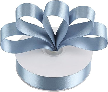 MEEDEE Dusty Blue Ribbon 1 Inch Dusty Blue Satin Ribbon Lux Double Faced Satin Ribbons by 50 Yards Polyester Blue Wrapping Ribbons for Crafts, Weddings, Flower Bouquet, Holiday Decorating
