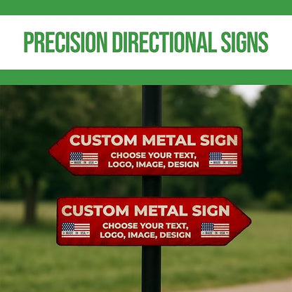 Custom Right Arrow Metal Sign by BCB | Directional Signs for Indoor & Outdoor Use | Personalized Rust-Free Metal Yard Display | Weatherproof Road Arrow Marker | Multiple Sizes | Made in USA
