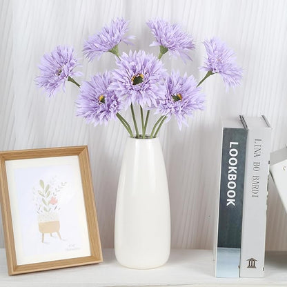 Artificial Gerbera Daisies 12pcs Purple Daisy Artificial Flowers Fake Silk Flowers with Stems for Floral Arrangements Home Wedding Dining Table Party Garden Decor(Purple)