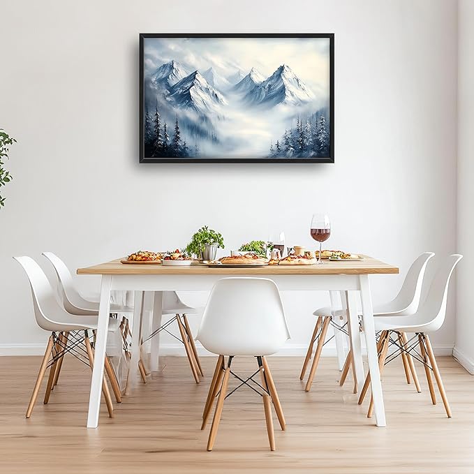 Snow Mountain Large Wall Art Framed Wall Decor for Living Room, Mountains Pictures Oversized Canvas Print Painting Modern Extra Large Framed Artwork for Bedroom Office Home Decor 36"x24"