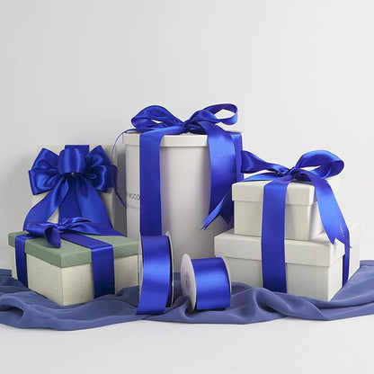 MEEDEE Royal Satin Ribbon 1-1/2 Inch Royal Blue Ribbon Lux Double Faced Satin Ribbons by 50 Yards Polyester Satin Ribbons for Crafts, Weddings, Flower Bouquet, Holiday Decorating