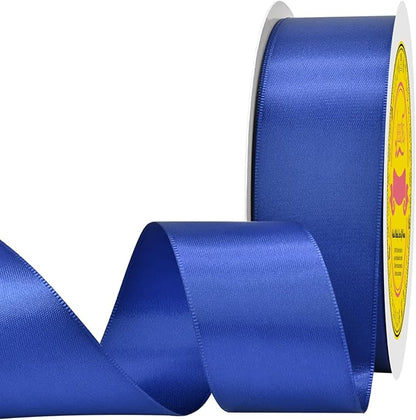 Double Face Cobalt Blue Satin Ribbon 1-1/2 inch X 50 Yards Polyester Cobalt Blue Ribbon for Gift Wrapping Very Suitable for Weddings Party Hair Bow Invitation Decorations and More