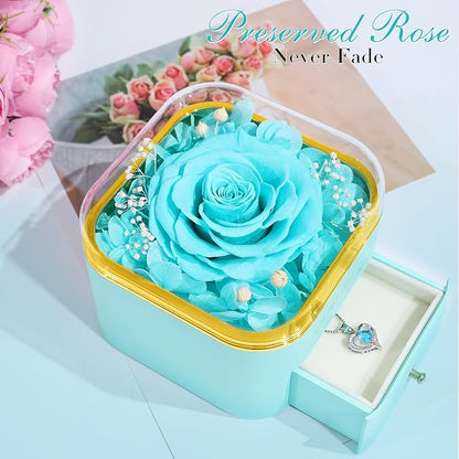 Beferr Preserved Rose with Necklace for Mom Birthday Gifts Eternal Roses Fresh Flowers for Delivery Prime Christmas Day Gifts for Her Mother Grandma Wife Sister Daughter Girl Friends