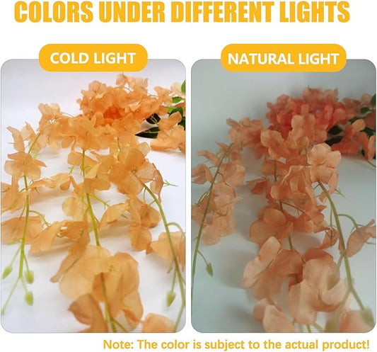 24 Pack Orange Wisteria Hanging Flowers, 3.4 Ft Fake Hanging Flowers, Artificial Wisteria Garland Vines for Wedding Room Backdrop Outdoor Patio Garden Thanksgiving Decoration