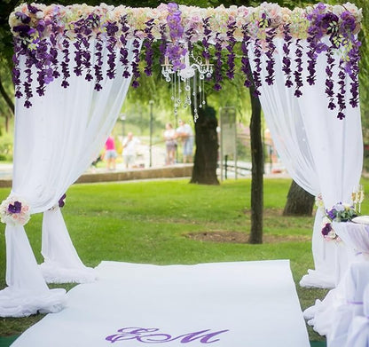 3.6ft 12PCS Artificial Wisteria Hanging Flowers Faux Wisteria Flower Vines Garland Silk Flowers Garland Fake Hanging Flowers String for Wedding, Garden, Wall Decoration (Dark Purple)