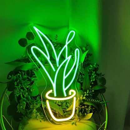 Plant Neon Sign for Wall Decor,Led Signs,Flower Neon Signs for Bedroom Wall with Dimmable Switch for Any Age Children's Room, Bar, Party, Christmas, Wedding Decoration Size:50cm