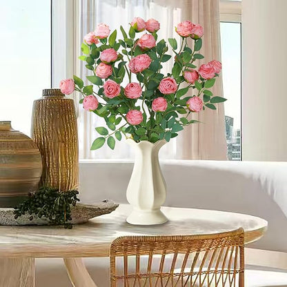 CHIAVE 8pcs 24 Flower Buds Artificial Vintage Roses Fake Silk Rose Flowers with Long Stem for DIY Bouquets Wedding Centerpiece Party Home Kitchen Shorp Decoration-Salmon Pink